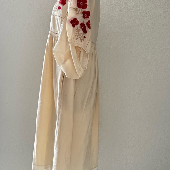 St. Roche Vintage Inspired Boho Embroidery Flowers Midi Dress Peasant Bohemian M - Picture 9 of 16